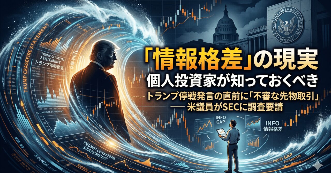 トランプ停戦発言の直前に「不審な先物取引」── 米議員がSECに調査要請、個人投資家が知っておくべき"情報格差"の現実