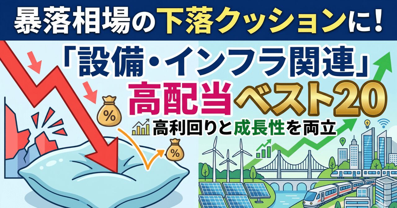 暴落相場の下落クッションに！高利回りと成長性を両立した「設備・インフラ関連」高配当ベスト20