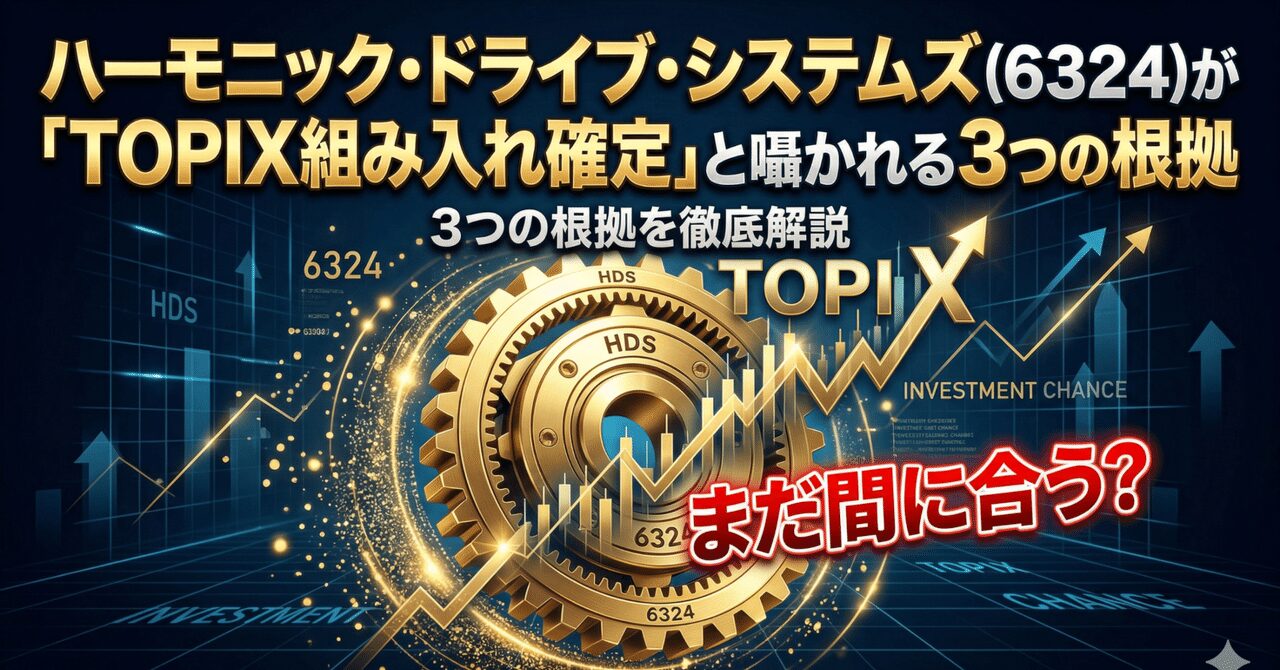 まだ間に合う？ ハーモニック・ドライブ・システムズ（6324）が「TOPIX組み入れ確定」と囁かれる3つの根拠