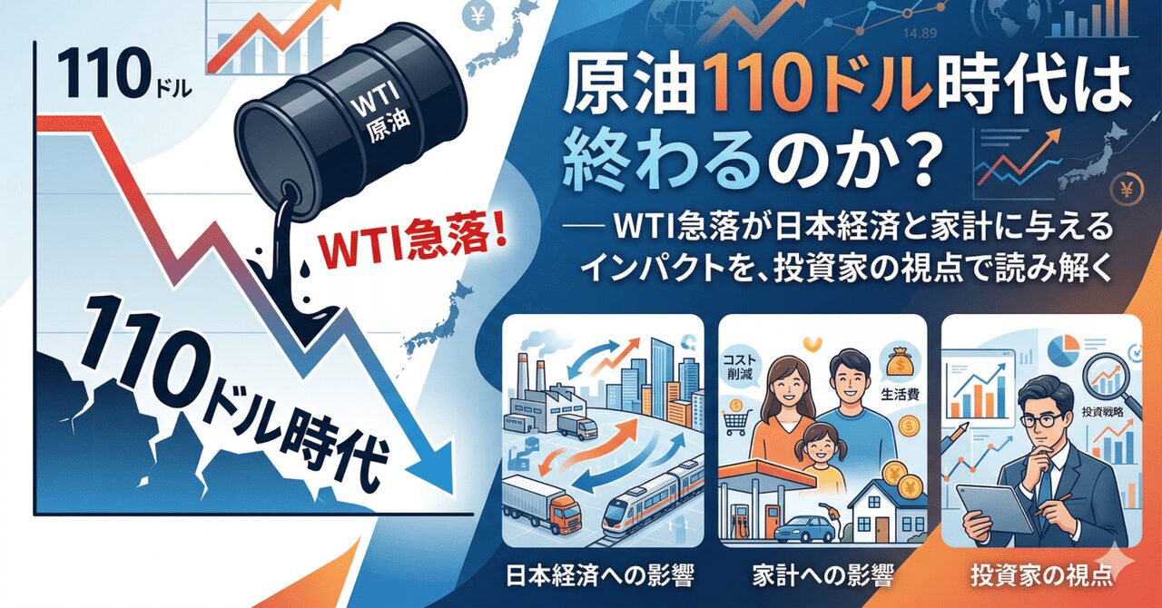 原油110ドル時代は終わるのか？ ── WTI急落が日本経済と家計に与えるインパクトを、投資家の視点で読み解く