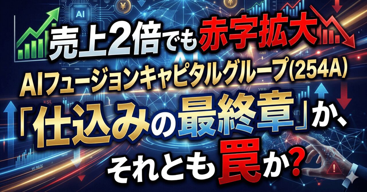 売上2倍でも赤字拡大──AIフュージョンキャピタルグループ（254A）は「仕込みの最終章」か、それとも罠か？