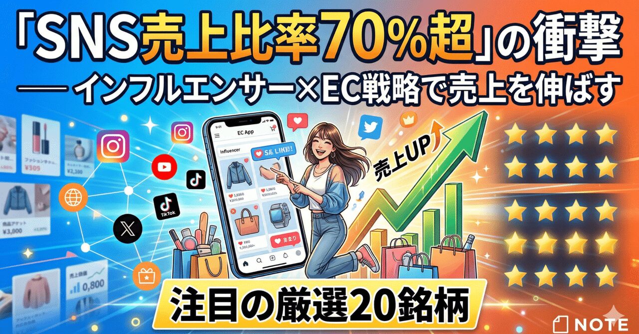 「SNS売上比率70%超」の衝撃 ── インフルエンサー×EC戦略で売上を伸ばす注目の厳選20銘柄