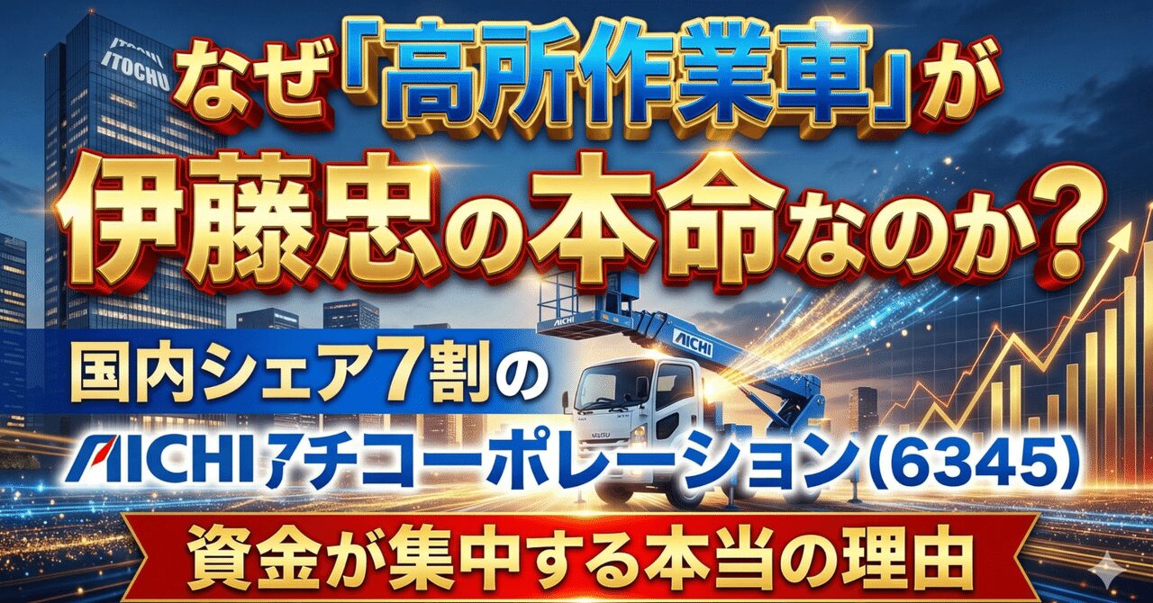なぜ「高所作業車」が伊藤忠の本命なのか？ 国内シェア7割のアイチコーポレーション（6345）に資金が集まる理由