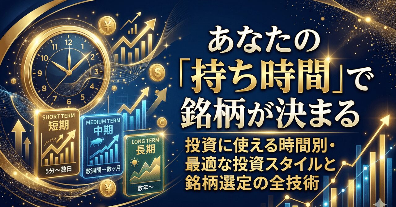 あなたの「持ち時間」で銘柄が決まるー投資に使える時間別・最適な投資スタイルと銘柄選定の全技術