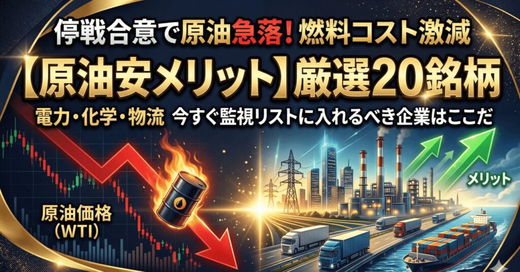 停戦合意で原油急落、燃料コスト激減の恩恵を受ける「原油安メリット」厳選20銘柄 ── 電力・化学・物流、今すぐ監視リストに入れるべき企業はここだ