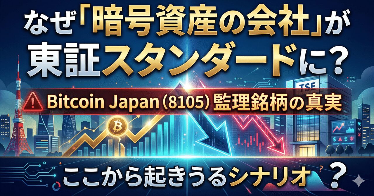 なぜ「暗号資産の会社」が東証スタンダードに？──Bitcoin Japan（8105）が監理銘柄に指定された本当の理由と、ここから起きうるシナリオ