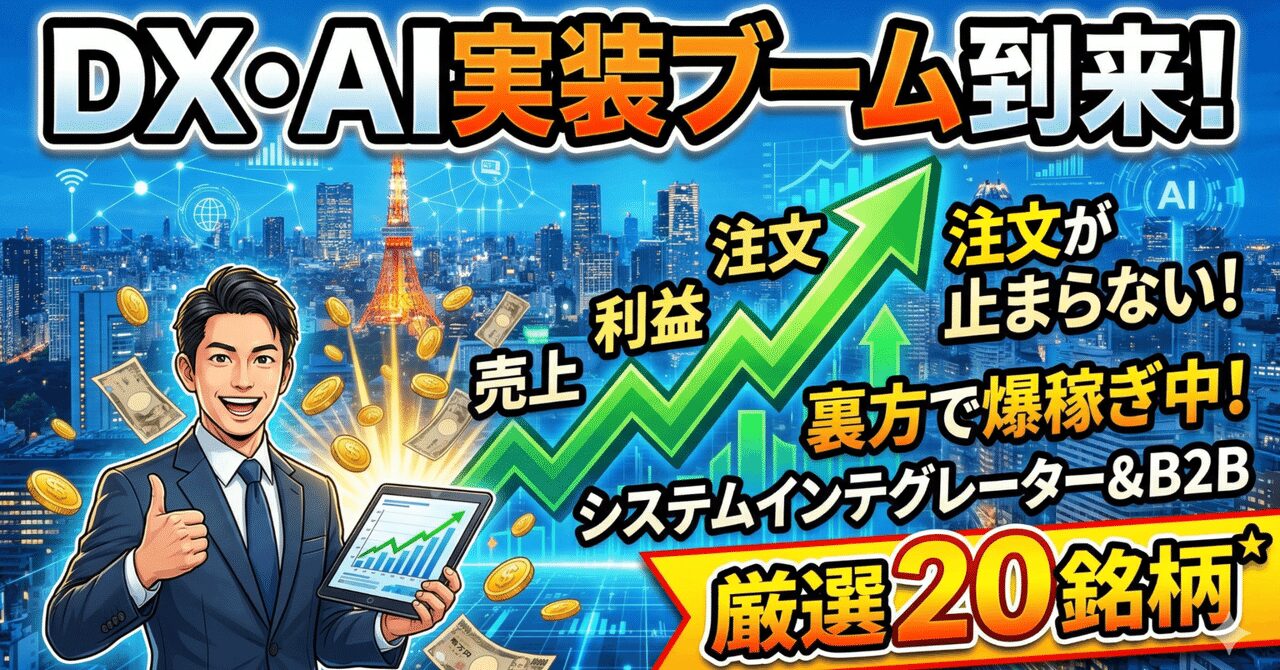 企業のDX・AI実装ブームで注文が止まらない。裏方として爆稼ぎするシステムインテグレーター＆B2B企業20銘柄