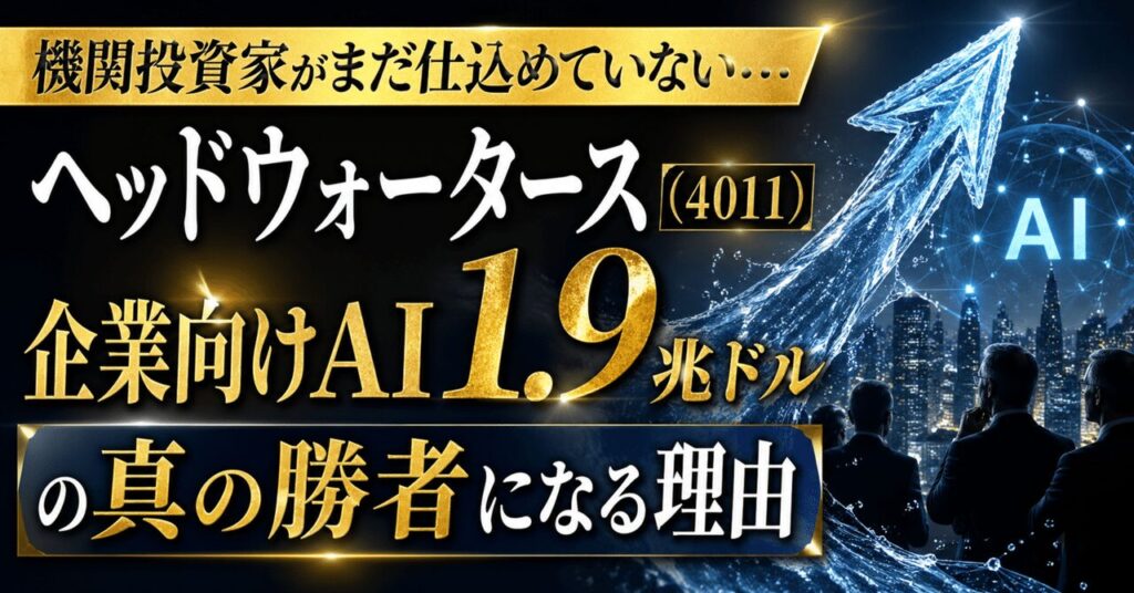 機関投資家がまだ仕込めていない…ヘッドウォータース（4011）が「企業向けAI1.9兆ドル」の真の勝者になる理由