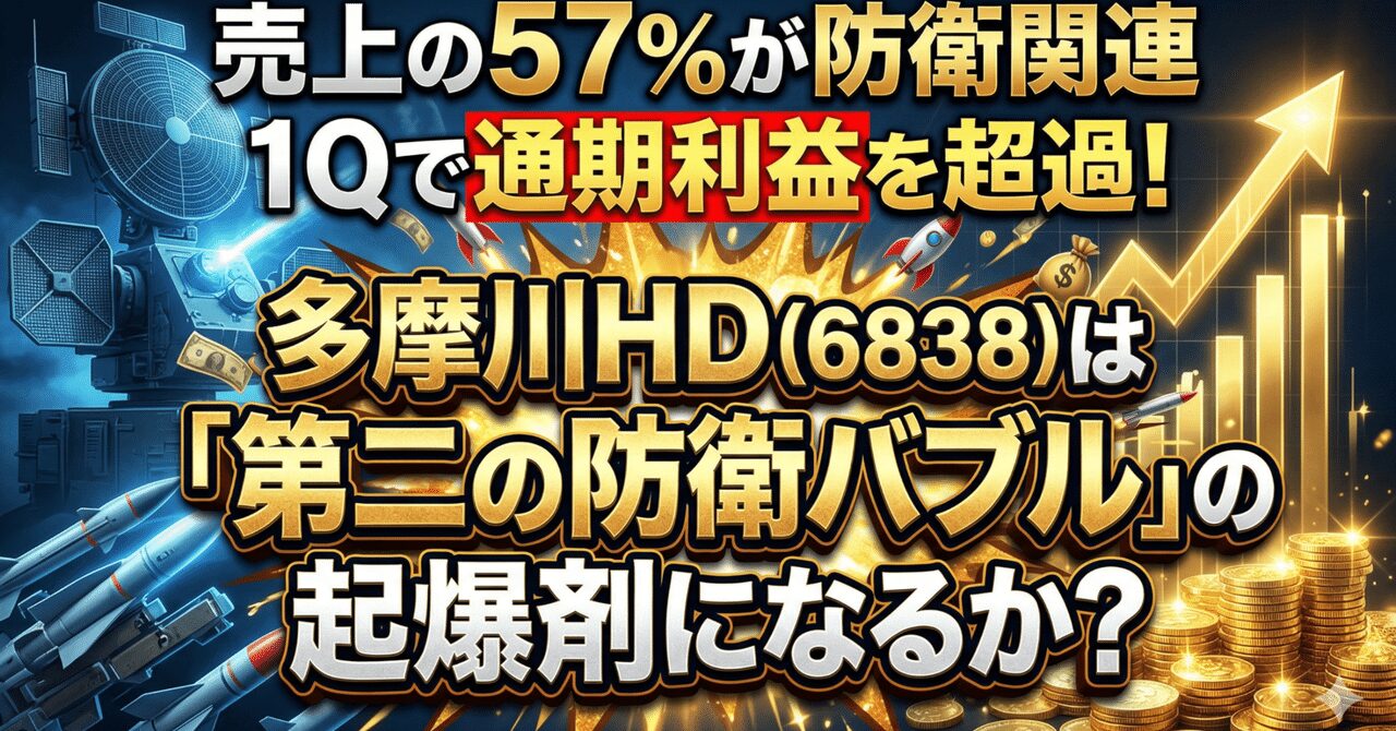 売上の57%が防衛関連、1Qで通期利益を超過──多摩川ホールディングス（6838）は「第二の防衛バブル」の起爆剤になるか