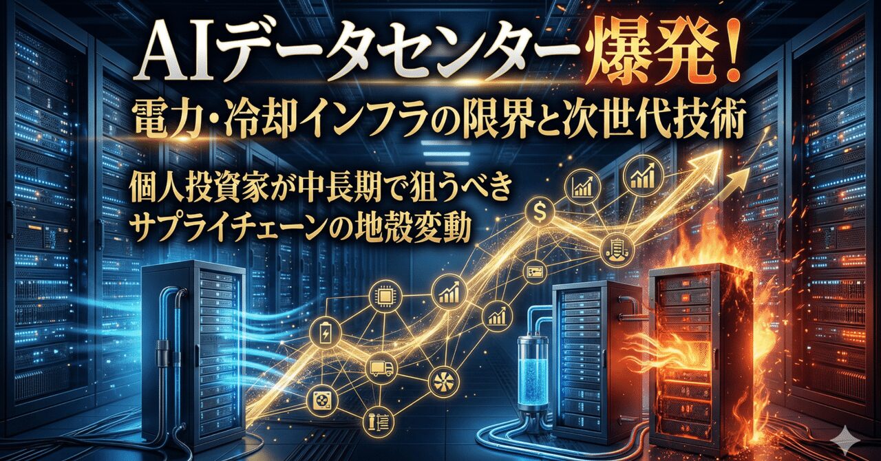 AIデータセンター爆発に伴う「電力・冷却インフラ」の限界と次世代技術──個人投資家が中長期で狙うべきサプライチェーンの地殻変動