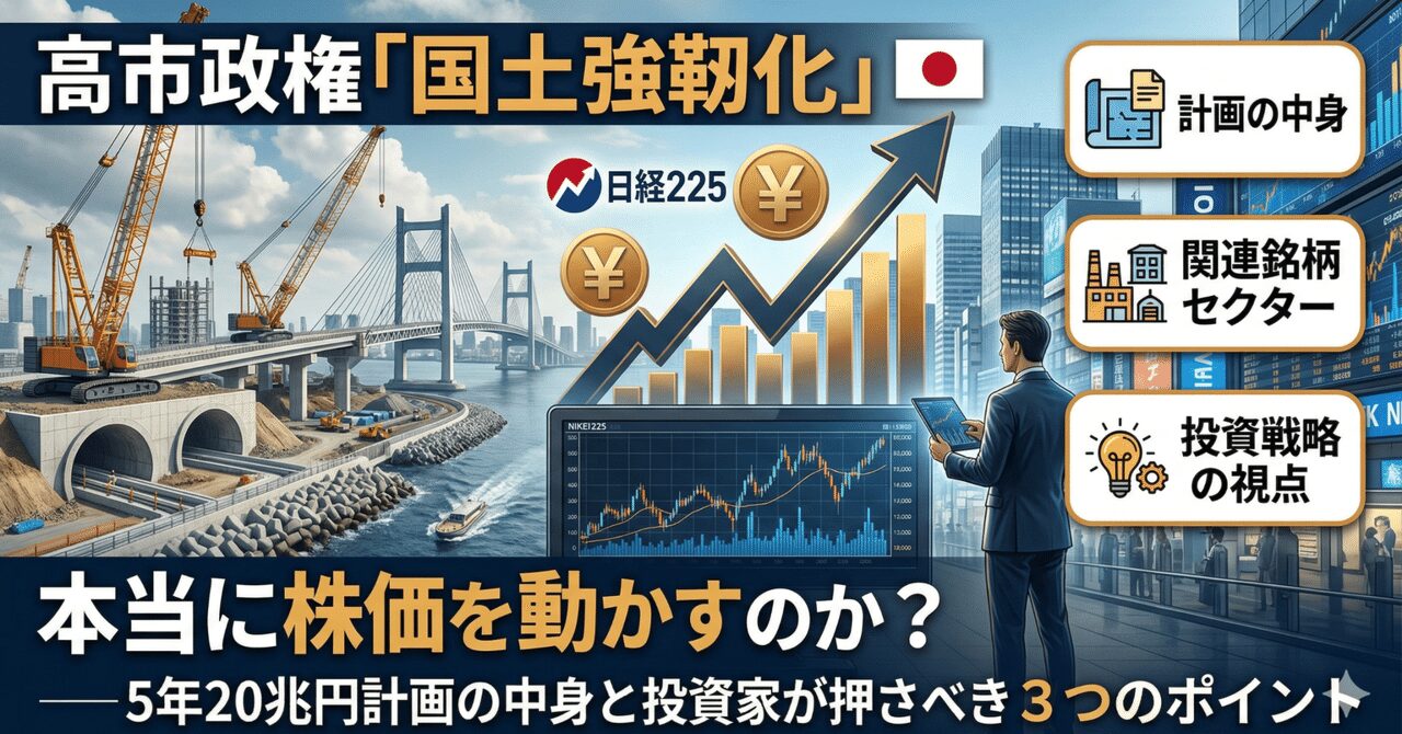 高市政権の「国土強靱化」は本当に株価を動かすのか？──5年20兆円計画の中身と投資家が押さえるべき3つのポイント