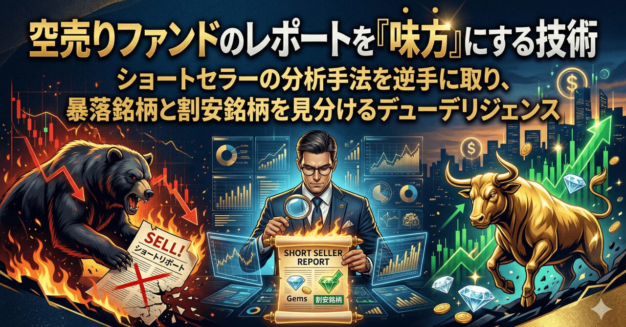 空売りファンドのレポートを「味方」にする技術：ショートセラーの分析手法を逆手に取り、暴落銘柄と割安銘柄を見分けるデューデリジェンス