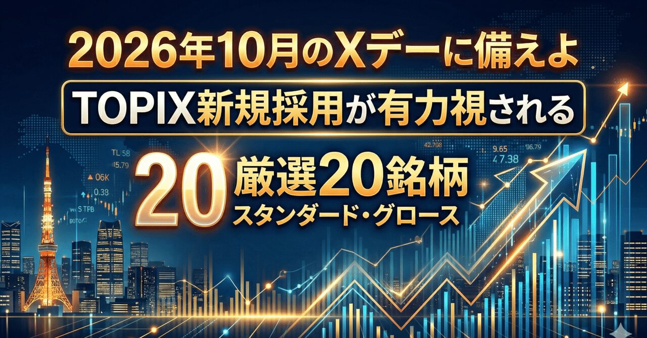 2026年10月のXデーに備えよ｜TOPIX新規採用が有力視されるスタンダード・グロース厳選20銘柄