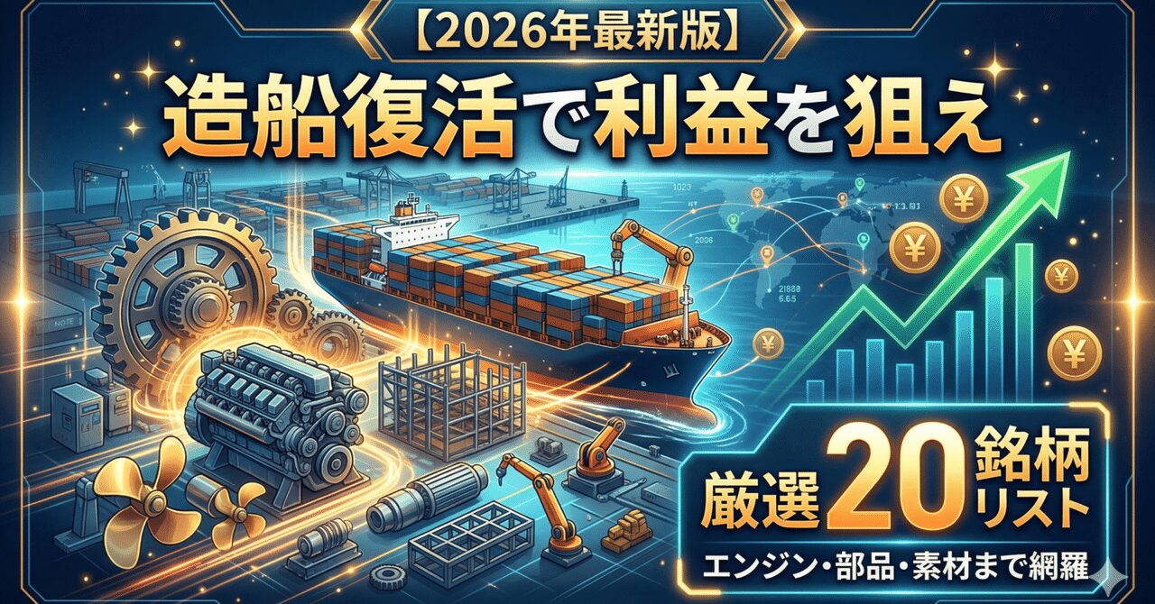 【2026年最新版】造船復活で利益を狙え──エンジン・部品・素材まで網羅した「造船関連」厳選20銘柄リスト