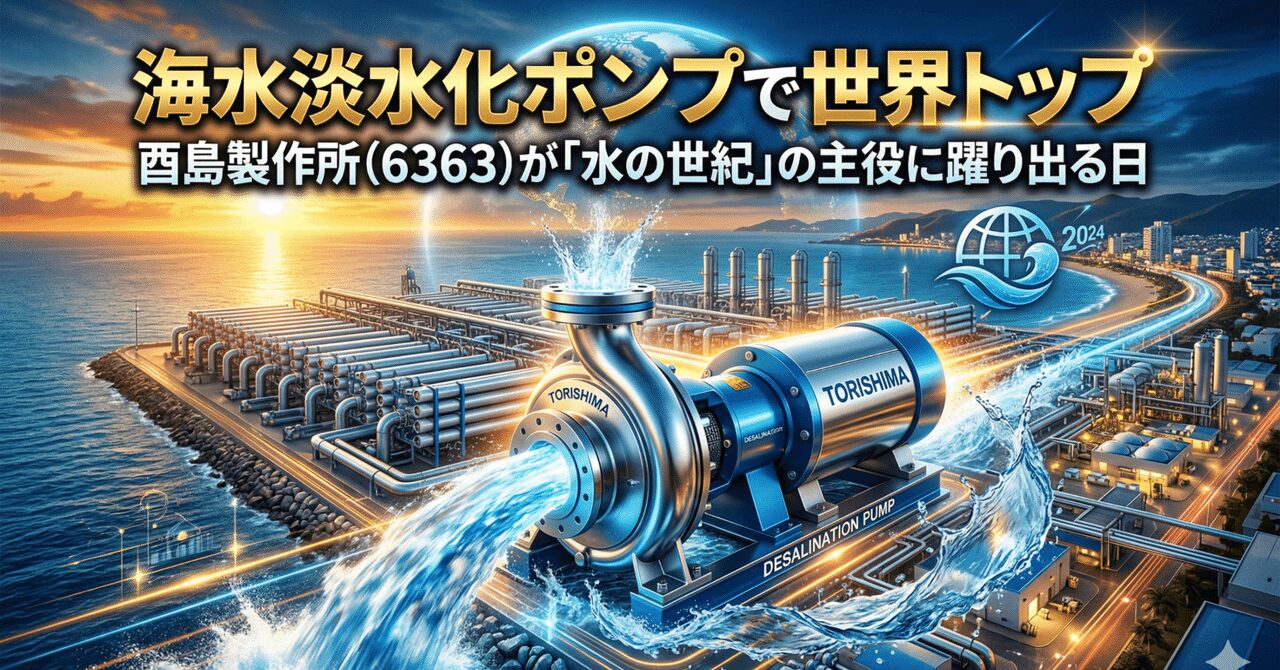 海水淡水化ポンプで世界トップ――酉島製作所（6363）が「水の世紀」の主役に躍り出る日