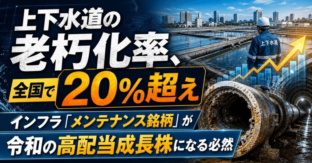 上下水道の老朽化率、全国で20%超え──インフラ「メンテナンス銘柄」が令和の高配当成長株になる必然