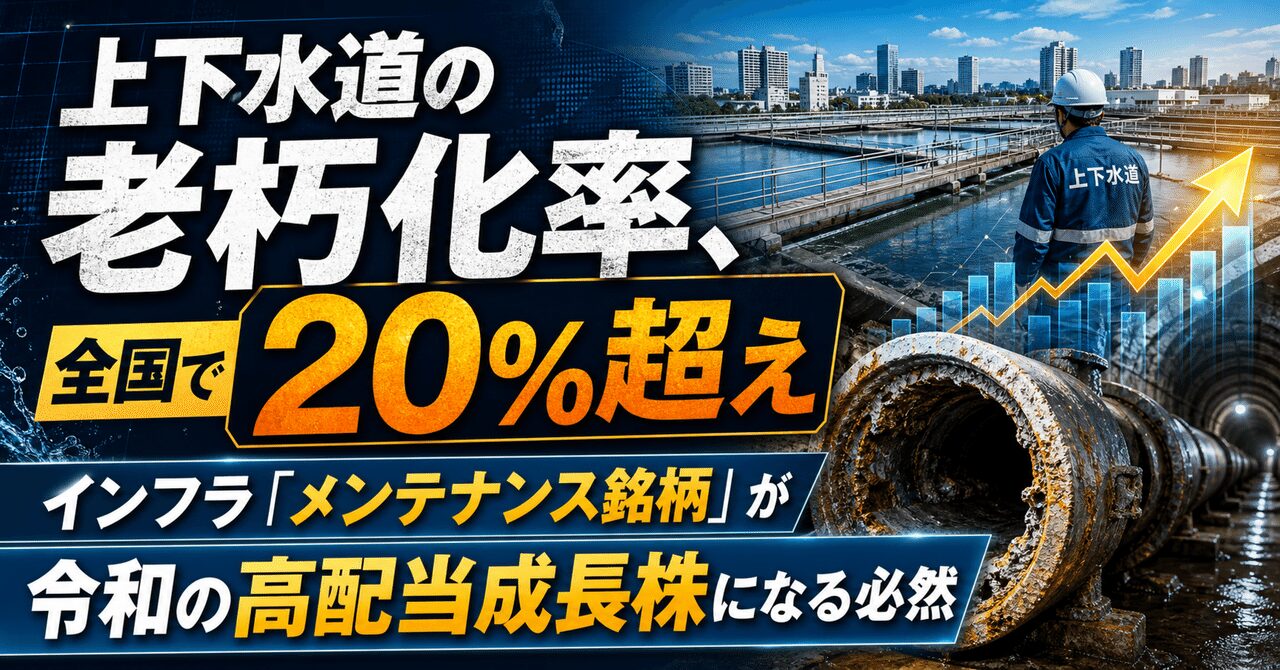 上下水道の老朽化率、全国で20%超え──インフラ「メンテナンス銘柄」が令和の高配当成長株になる必然