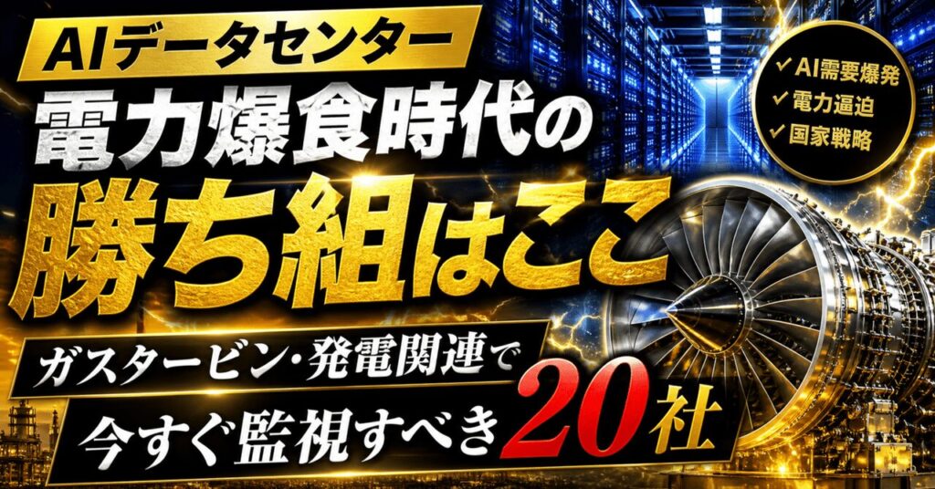 AIデータセンター電力爆食時代の勝ち組はここ：ガスタービン・発電関連で今すぐ監視すべき20社