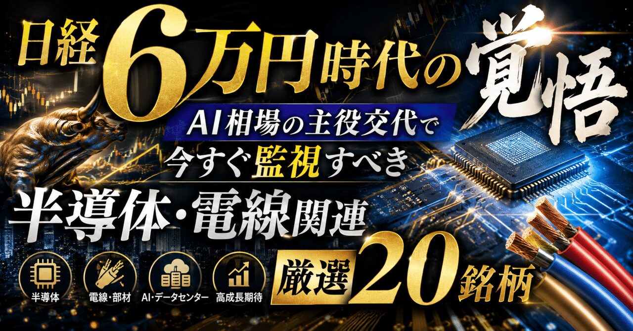 日経6万円時代の覚悟、AI相場の主役交代で今すぐ監視すべき半導体・電線関連厳選20銘柄