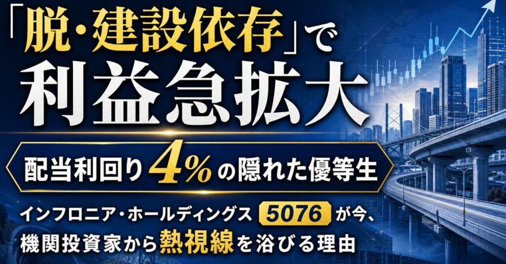 「脱・建設依存」で利益急拡大、配当利回り4%の隠れた優等生──インフロニア・ホールディングス（5076）が今、機関投資家から熱視線を浴びる理由