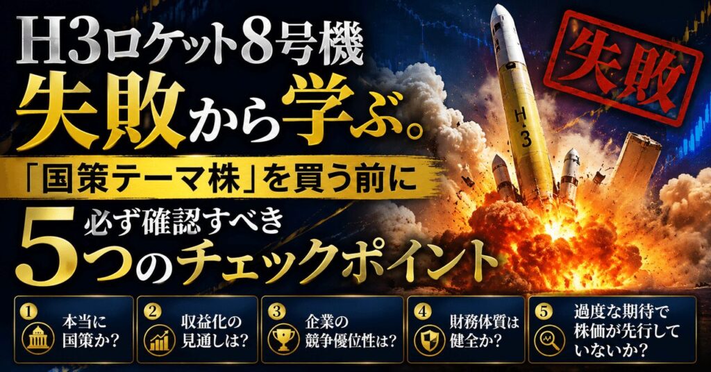 H3ロケット8号機失敗から学ぶ。「国策テーマ株」を買う前に必ず確認すべき5つのチェックポイント