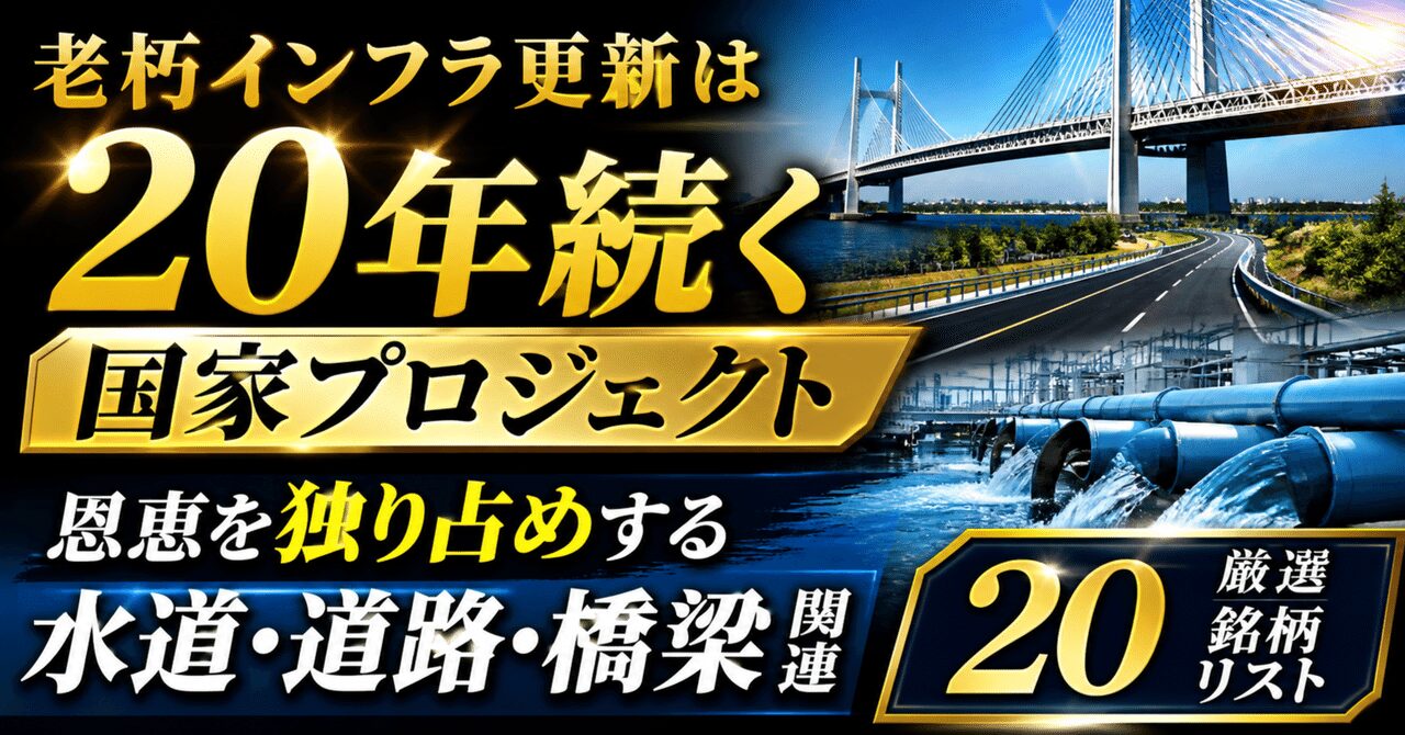 老朽インフラ更新は20年続く国家プロジェクト──恩恵を独り占めする「水道・道路・橋梁」関連厳選20銘柄リスト